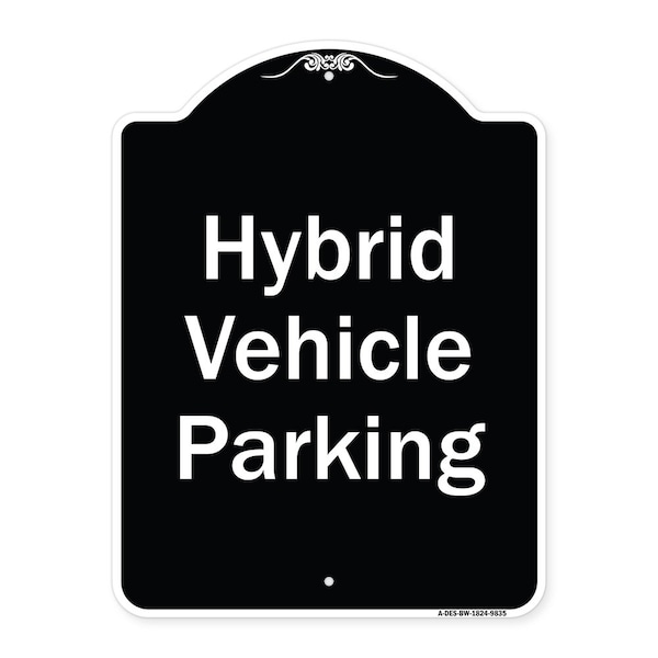 Designer Series-Hybrid Vehicle Parking Black & White Heavy-Gauge Aluminum, 24" x 18", BW-1824-9835